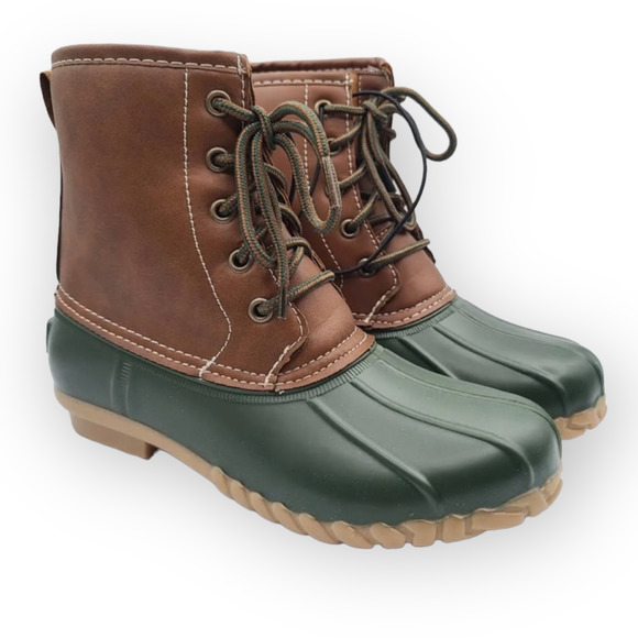 St. John's Bay Shoes - St. John's Bay Denton Rain Boots Green Brown Size 6 NIB